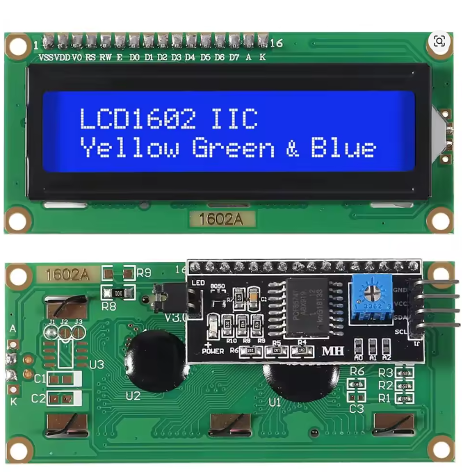 LCD 1602 display 16x2 line IIC interface green or blue backlight