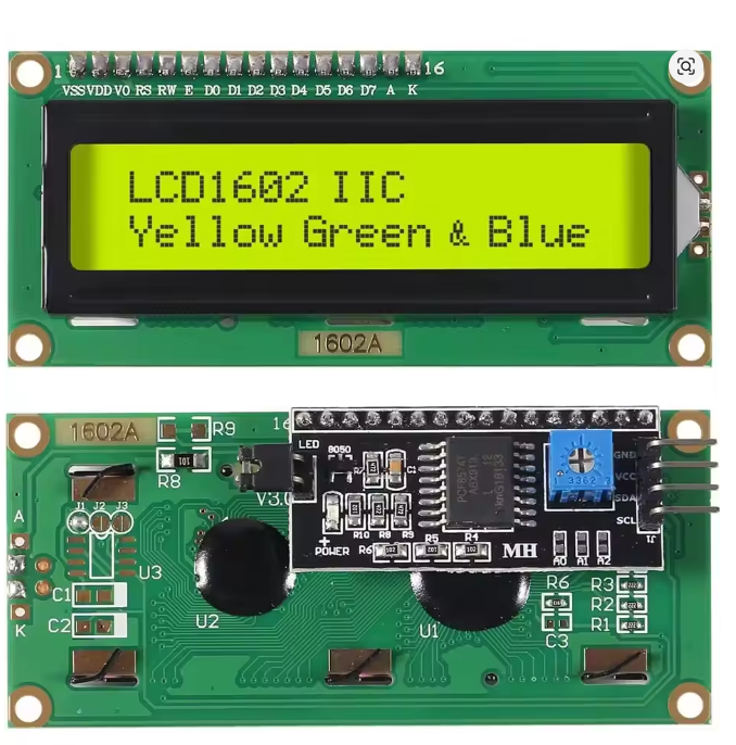 LCD 1602 display 16x2 line IIC interface green or blue backlight