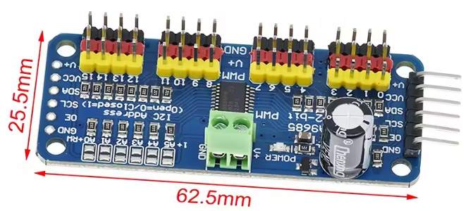 PCA9685PW 16 Channel 12-bit PWM/Servo Driver-I2C Interface for Raspberry Pi, Arduino ESP32 etc